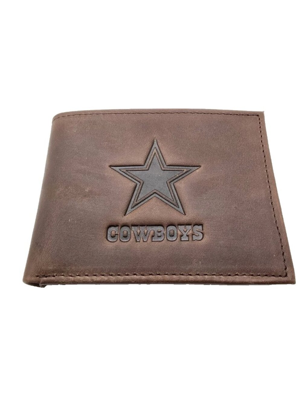 Dallas Cowboys Premium Brown Leather Wallet, Bifold, Embossed NFL Authentic NEW